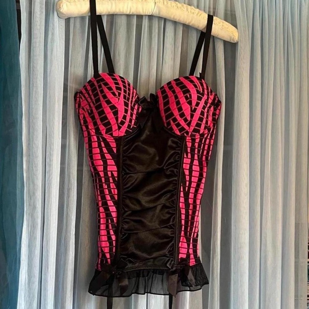 Hot Pink Zebra Print Corset Bustier Top